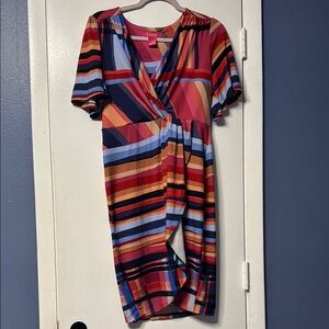 Catherine Malandrino Colorful Striped Midi Dress